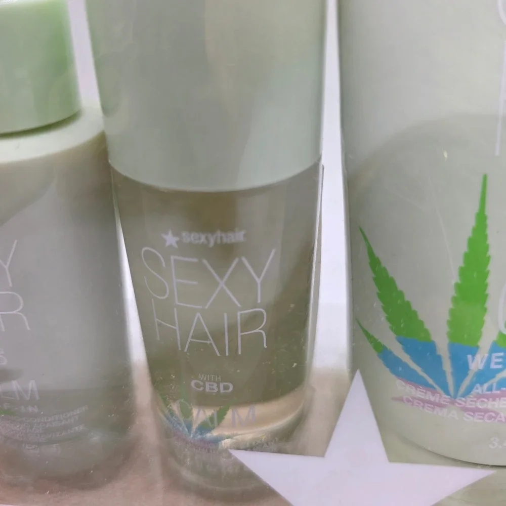 Sexy Hair Calm CBD 5 Piece Travel Set Shampoo Conditioner Oil Dry Creme New